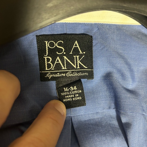 Jos A Bank Blue long sleeve w/white collar -cuff links required- size 16-34 - Picture 12 of 15